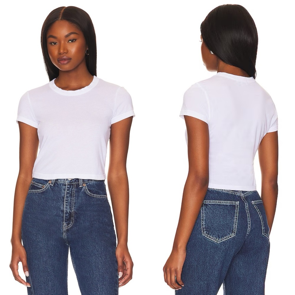 COTTON CITIZEN The Standard Baby Tee Crop White Short Sleeve T-Shirt Top